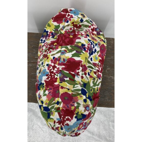 Large Antique Wicker & Canvas Handbag Colorful Floral Boho Beach Vacation - Picture 4 of 13